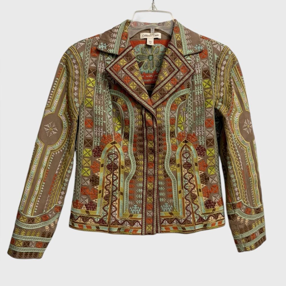 Coldwater Creek Embroidered Southwestern Tapestry Jacket Women's 6P Boho Artsy